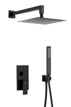 KFA Armatura Logon Black zestaw prysznicowy podtynkowy z deszczownicą czarny mat 5139-501-81